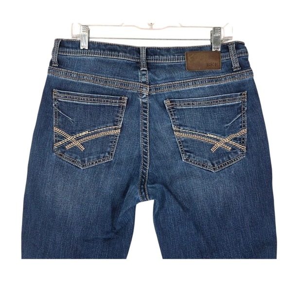 BKE Buckle Tyler Blue Jeans Mens 34x30 Stretch Straight Whiskered (32x30) - Picture 6 of 12